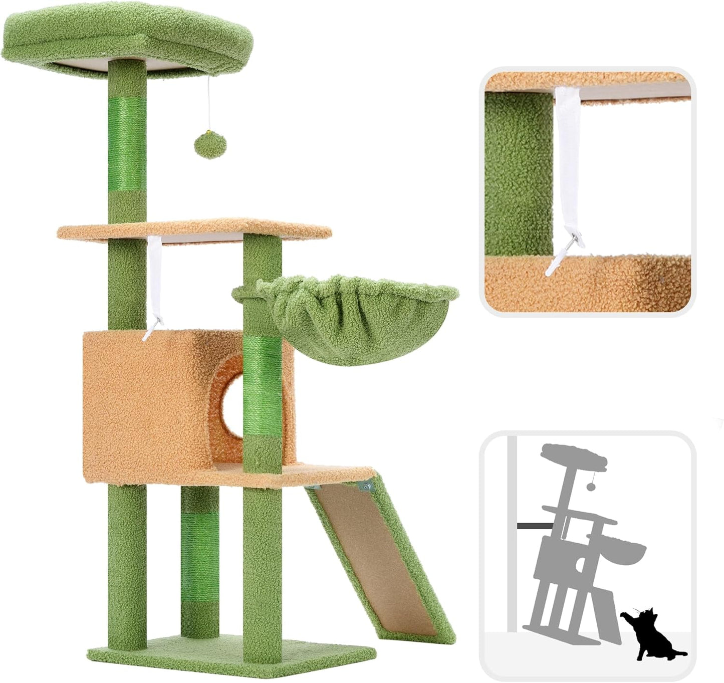 Cat Tree, 42.5-Inches Cat Tower for Indoor Cats, Plush Multi-Level Kitten Cat Condo