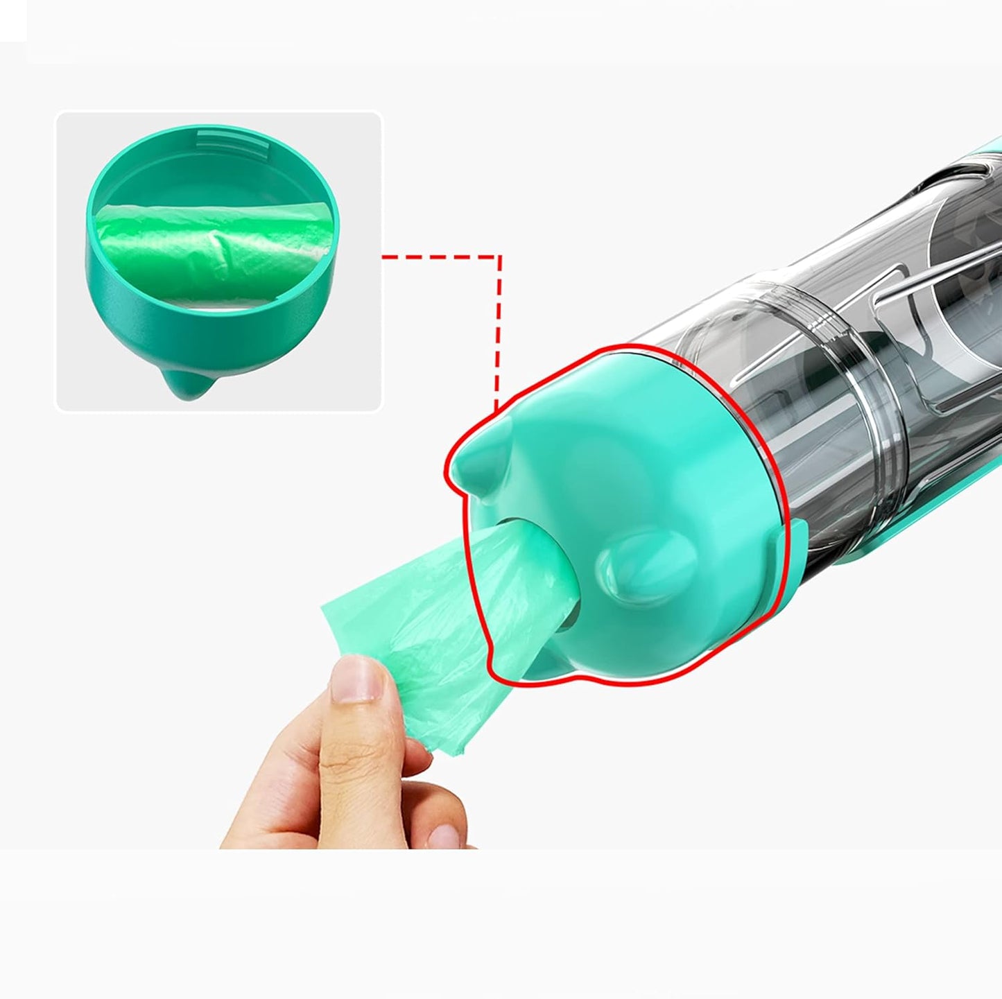 3 in 1 Dog Travel Bottle Set with 10 oz Drinking Feeder, Food Box and Trash Bag Storag