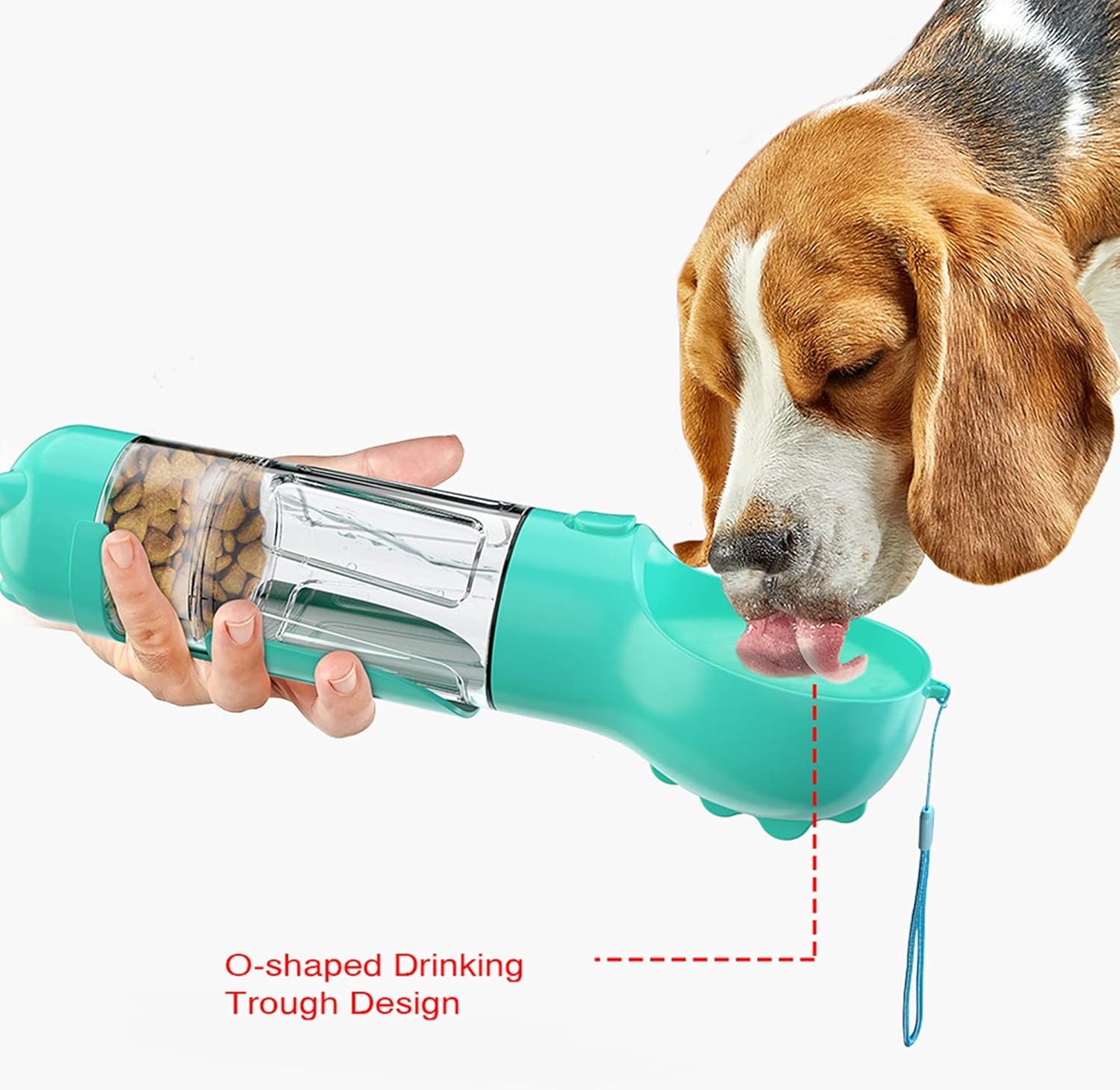 3 in 1 Dog Travel Bottle Set with 10 oz Drinking Feeder, Food Box and Trash Bag Storag