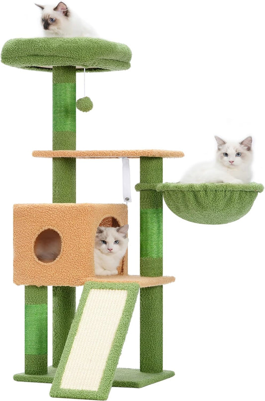 Cat Tree, 42.5-Inches Cat Tower for Indoor Cats, Plush Multi-Level Kitten Cat Condo
