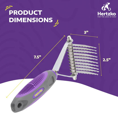 Grooming Dematting Comb for Dogs and Cats - Stainless Steel Undercoat Rake