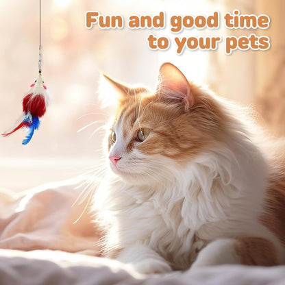 Interactive Feather Cat Toy for Indoor Cats - 10 Piece Teaser Wand Refills