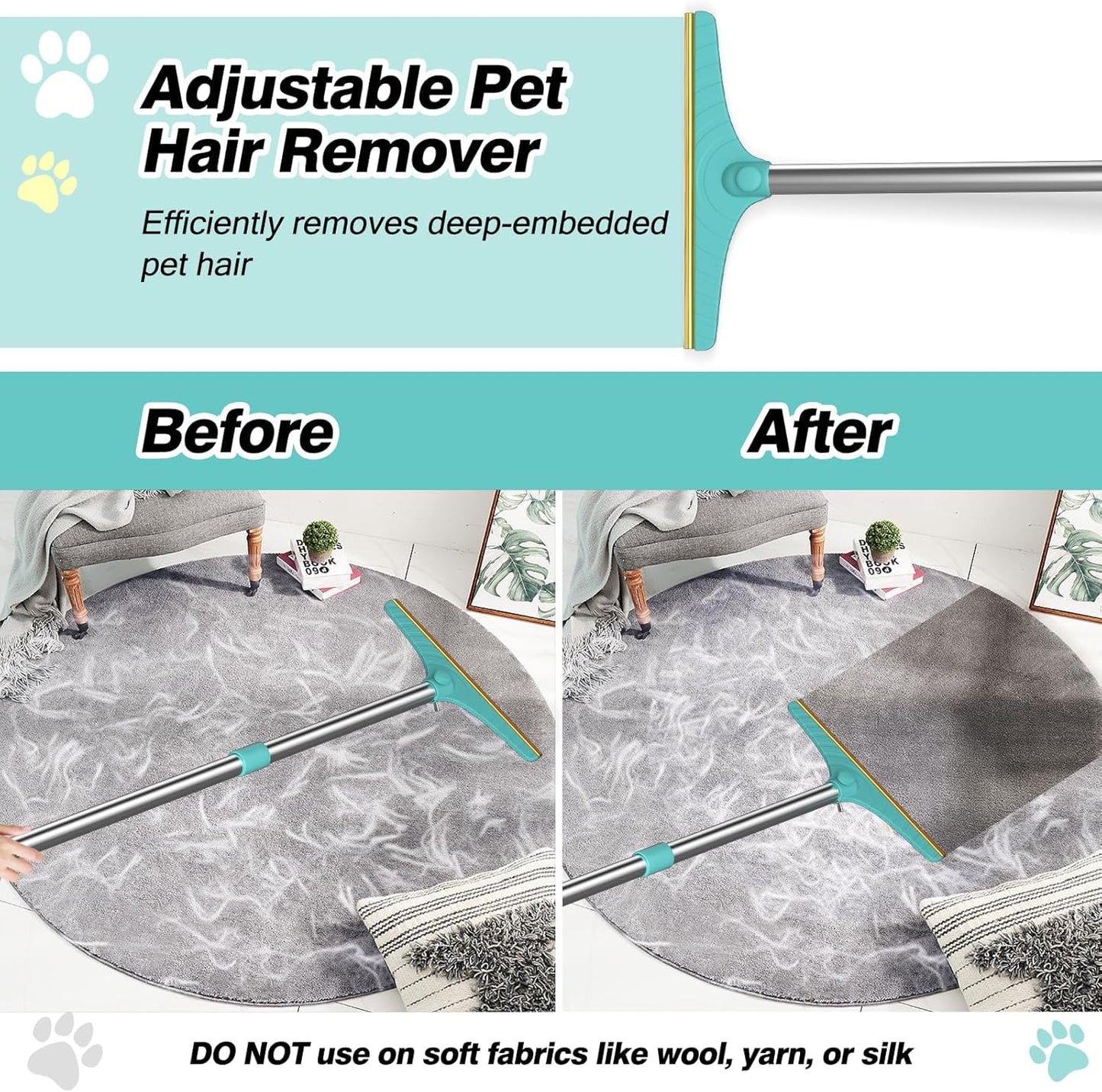 Carpet Rake for Pet Hair Removal, Pet Hair Remover