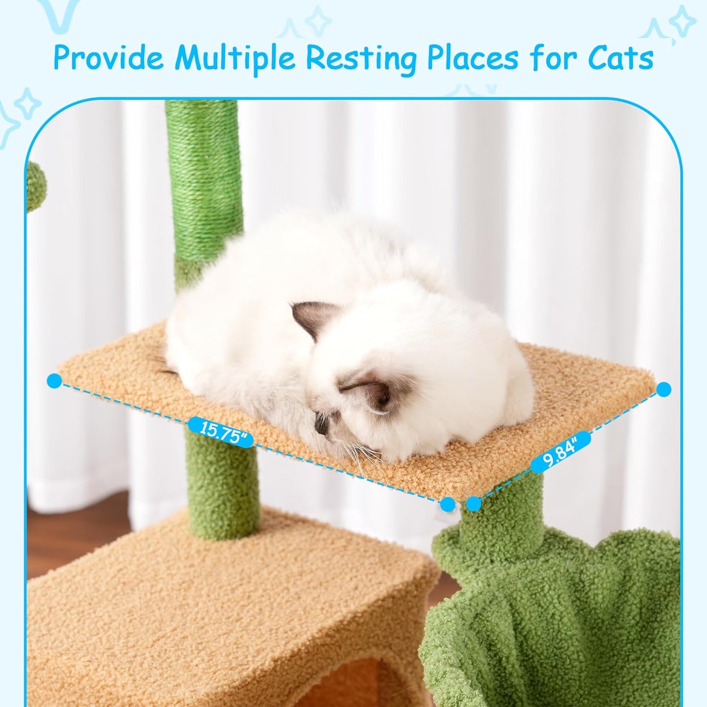 Cat Tree, 42.5-Inches Cat Tower for Indoor Cats, Plush Multi-Level Kitten Cat Condo