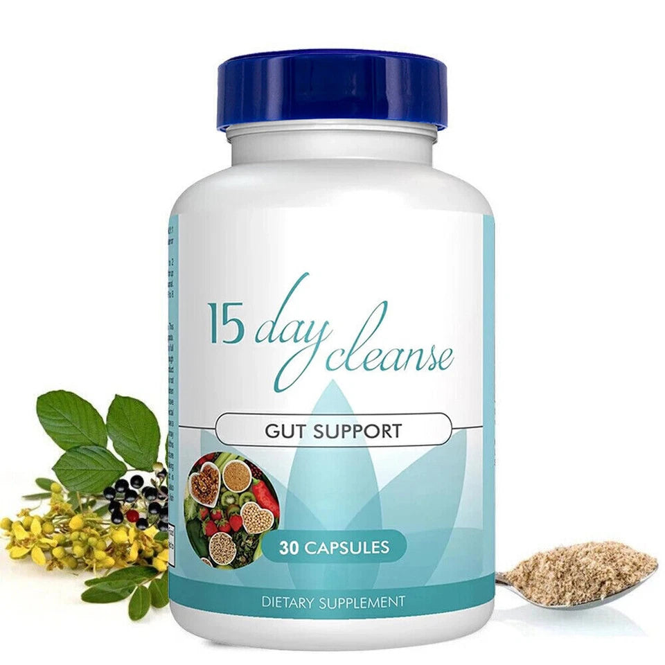15-Day Cleanse - Gut and Colon Support - Senna Leaf, Probiotics 30Caps