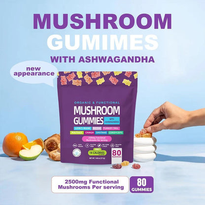 Mushroom Gummies Supplement 2500mg, Functional Mushroom Gummies