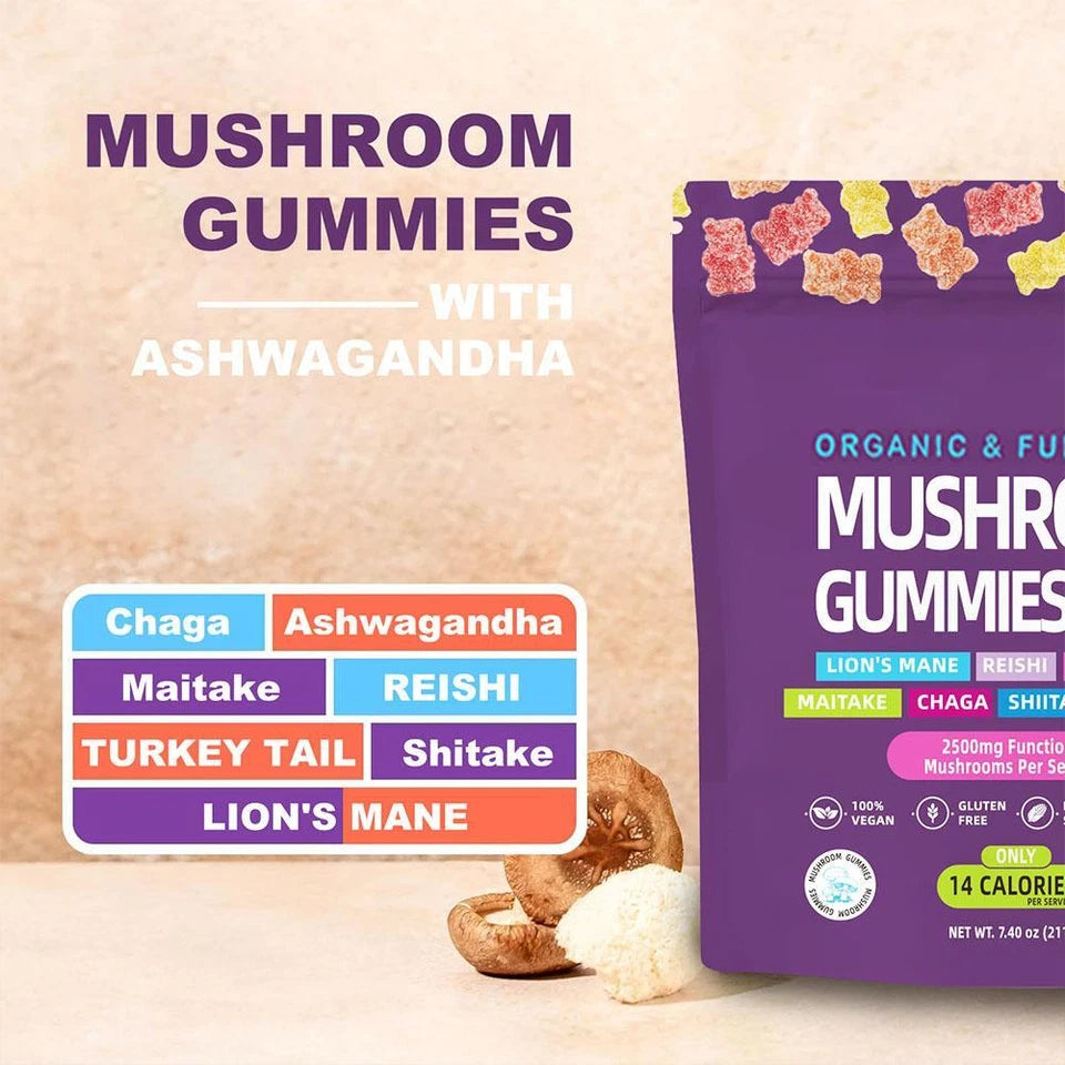 Mushroom Gummies Supplement 2500mg, Functional Mushroom Gummies