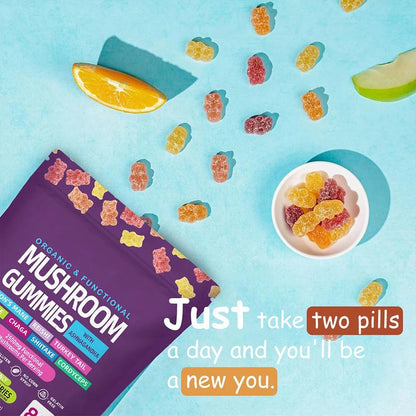 Mushroom Gummies Supplement 2500mg, Functional Mushroom Gummies